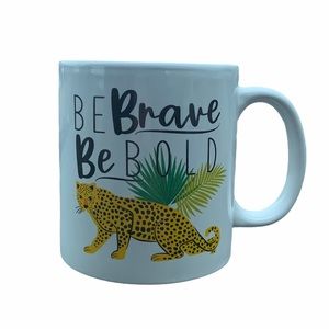 Be brave be bold cheetah print coffee mug White